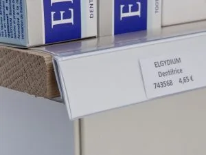 Réglette clipsable Plate Blanche étagères bois + 1.9 cm