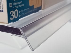 Réglette clipsable plate transparente version inclinée TOUT EN 1 – Hauteur au choix  – À l’unité