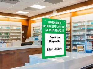 Plaque « Horaires d’ouverture de la Pharmacie » 30×21 cm