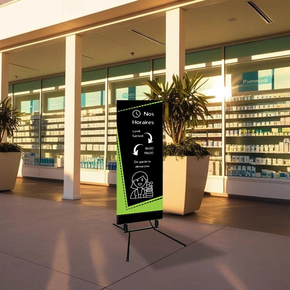 Stop trottoir "Urban" vert avec un pied ressort - Dispose d'une ardoise