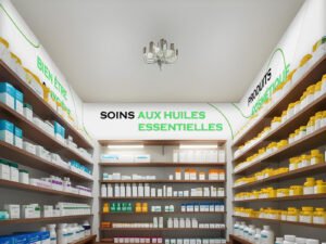 Haut de rayon pharmacie en dibond